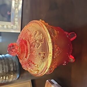 Vintage Jeannette Amberina Candy Dish